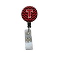 Teachers Aid Letter T Chevron Black & Red Retractable Badge Reel TE951350